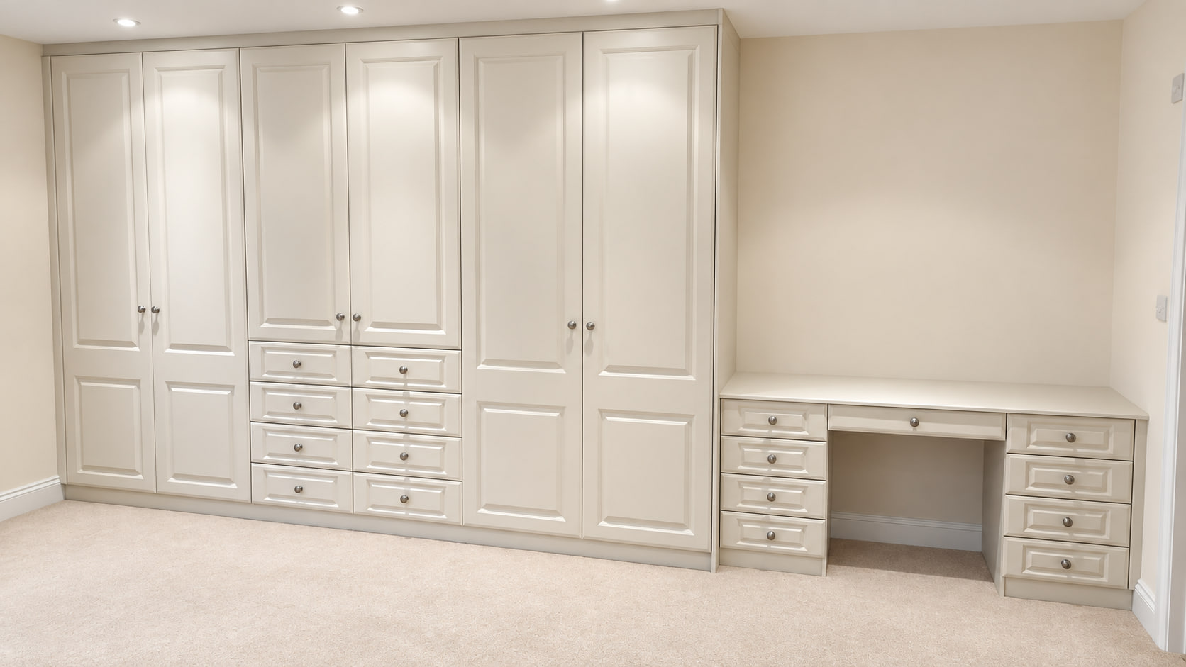 Classic cream fitted bedroom furniture with dressing table