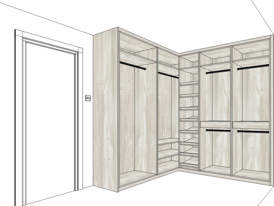 Furniture Craft design drawing showing a proposed fitted wardrobe layout